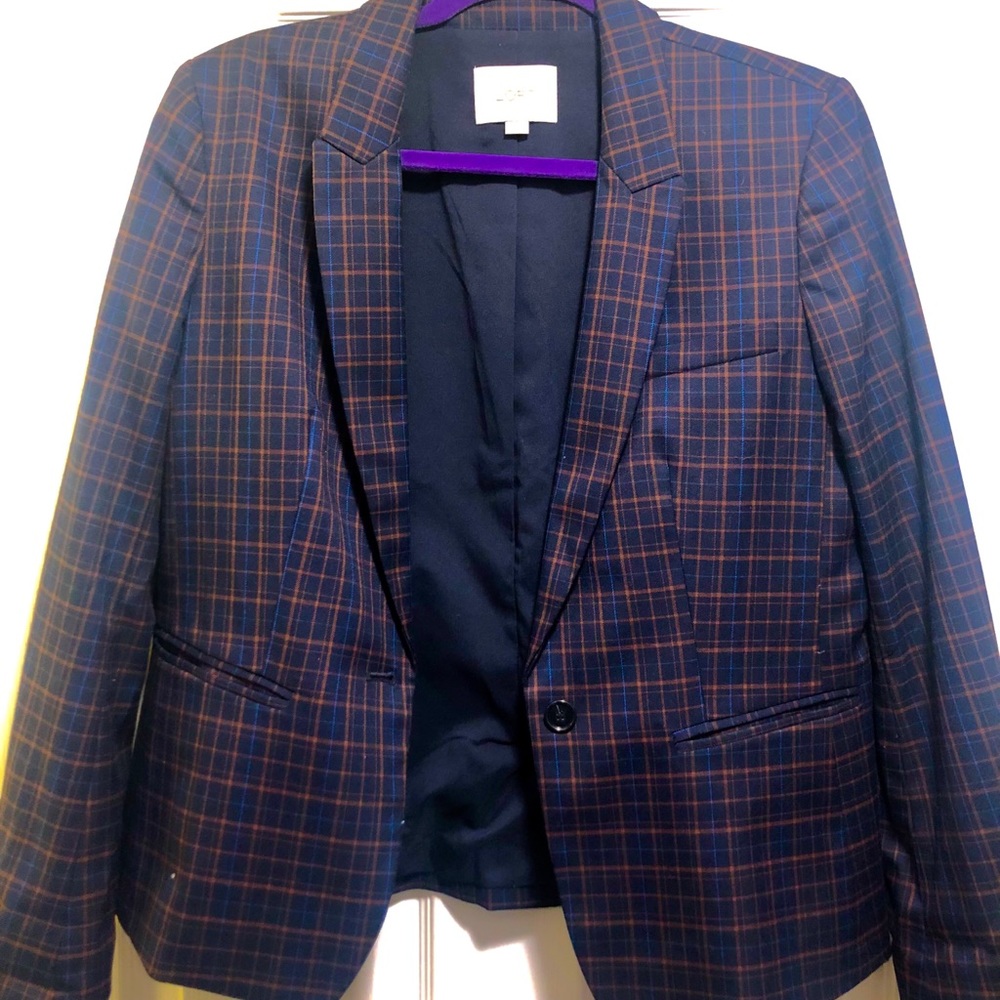Ann Taylor Loft Navy Plaid Blazer - NWOT